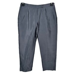 Giorgio Armani Silk Cropped Pants Womens Size 48 Made in Italy Blue